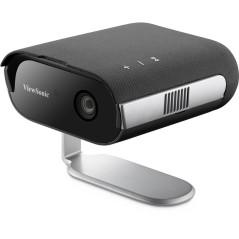 Sølvgrå ViewSonic M1MAXN kompakt LED-projektor med integreret fod