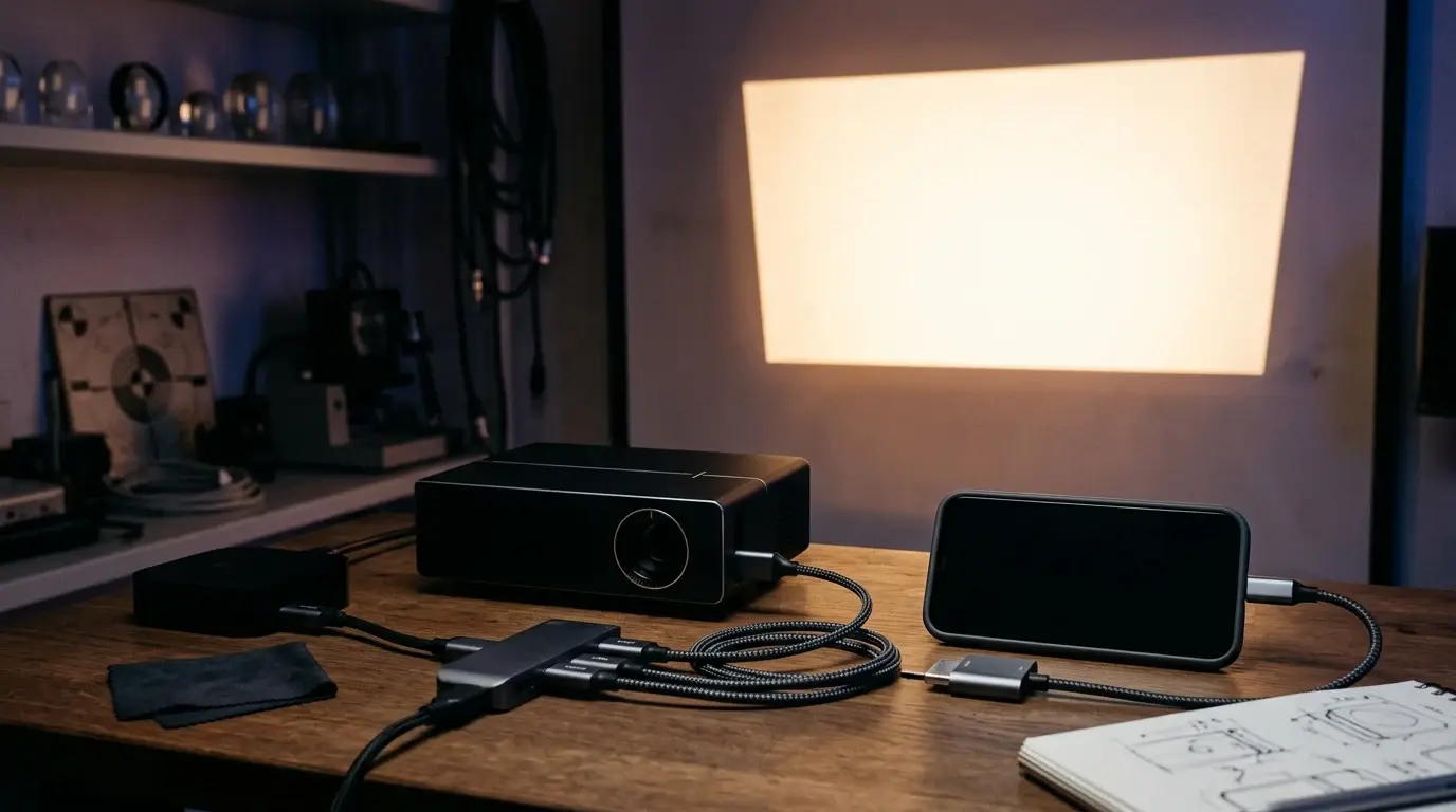 Projektor til iPhone: USB-C, Lightning, AirPlay og HDMI